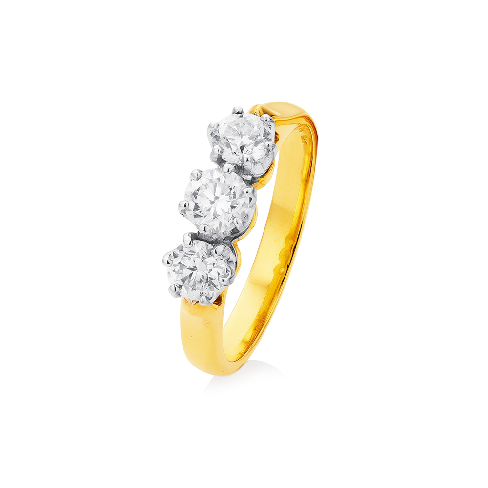 18ct Diamond 3 Stone Ring Tdw .50ct Pascoes