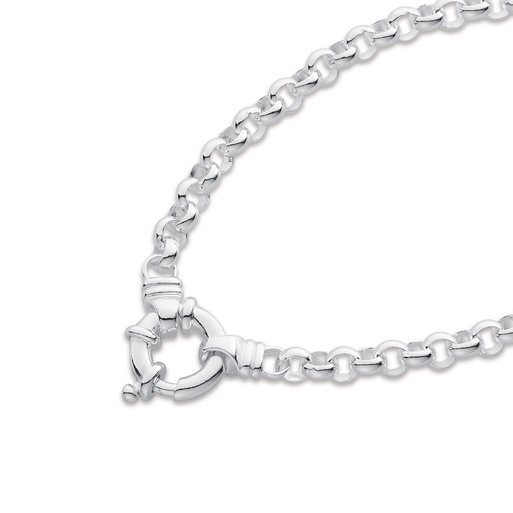 Silver Belcher Bracelet and Engraved Double Heart Tag Pendants