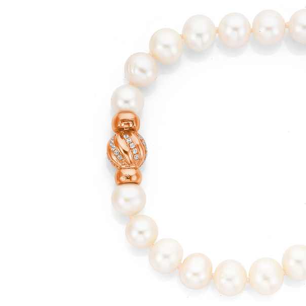 19cm Freshwater Pearl Bracelet with Rose Gold Plated Clasp
