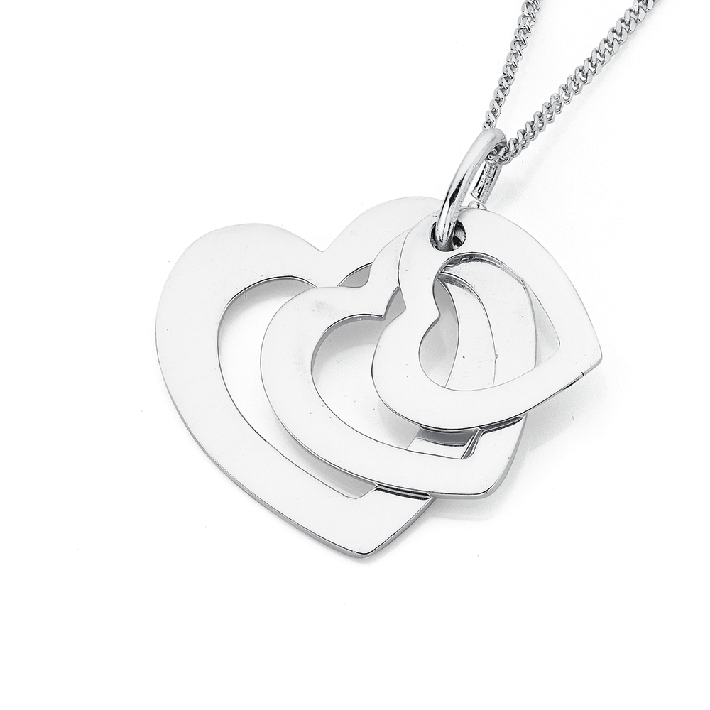 3 heart necklace silver deals