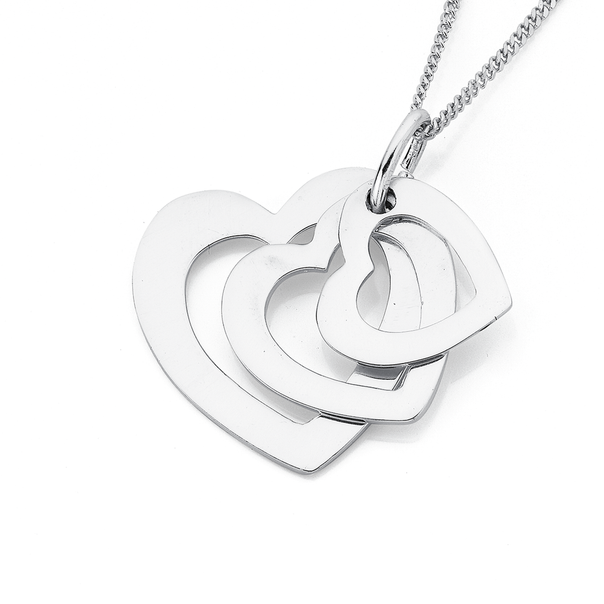 3 Hearts Pendant in Sterling Silver