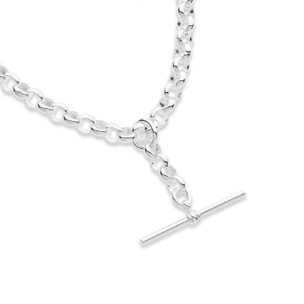 Silver T-Bar Chain Necklace, Tarnish-Free Silver Plating - Forever Lasting