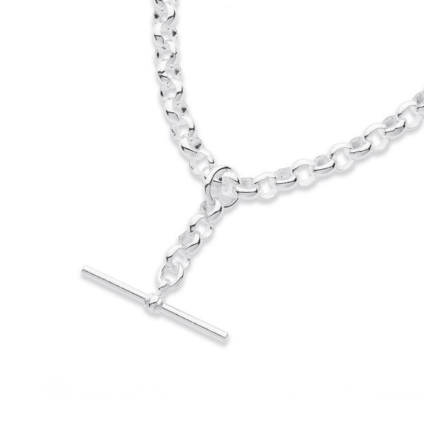 50cm Belcher Chain with T-Bar Fob in Sterling Silver