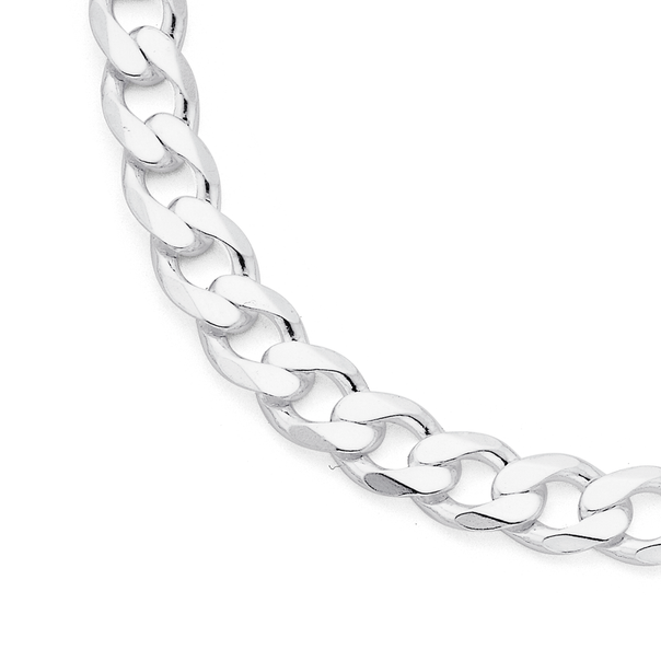 55cm Flat Diamond Cut Curb Chain in Sterling Silver