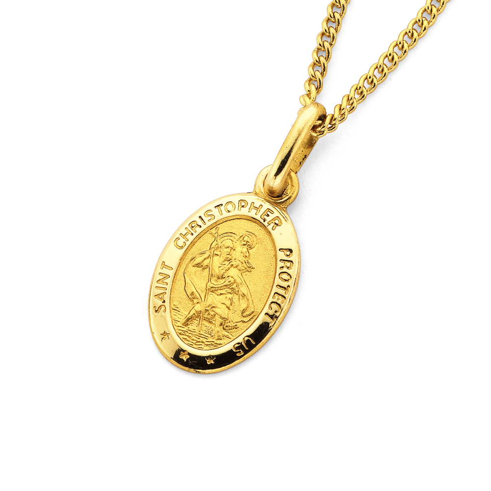 St. Christopher Necklace - Sterling Silver Round Medal on 24