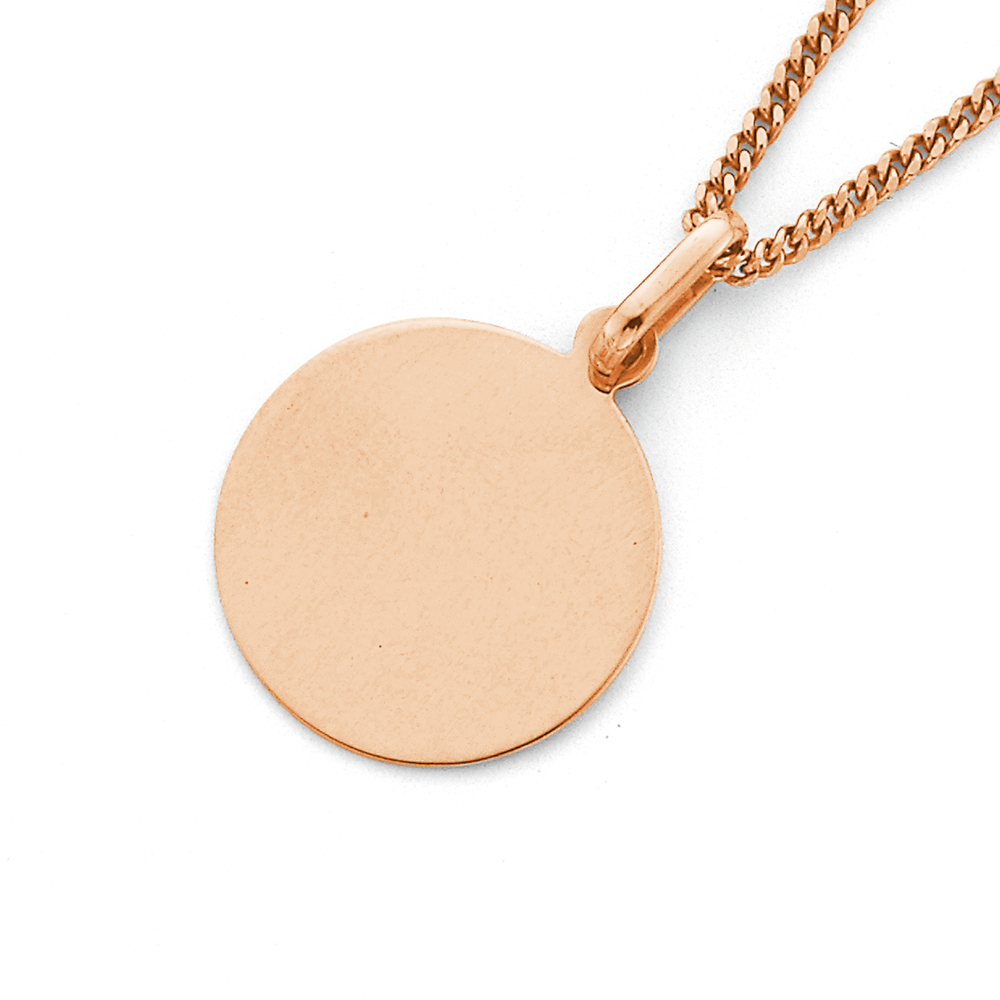 9ct 12mm Rose Gold Engravable Disc Pendant Pascoes