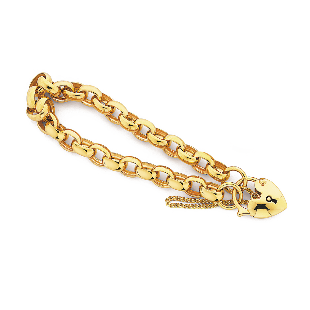 9ct 19cm Oval Belcher Padlock Bracelet Bracelets & Bangles Pascoes