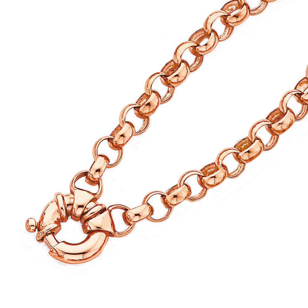 9ct Rose Gold Belcher Link Bracelet With Bolt Ring Clasp – BURLINGTON