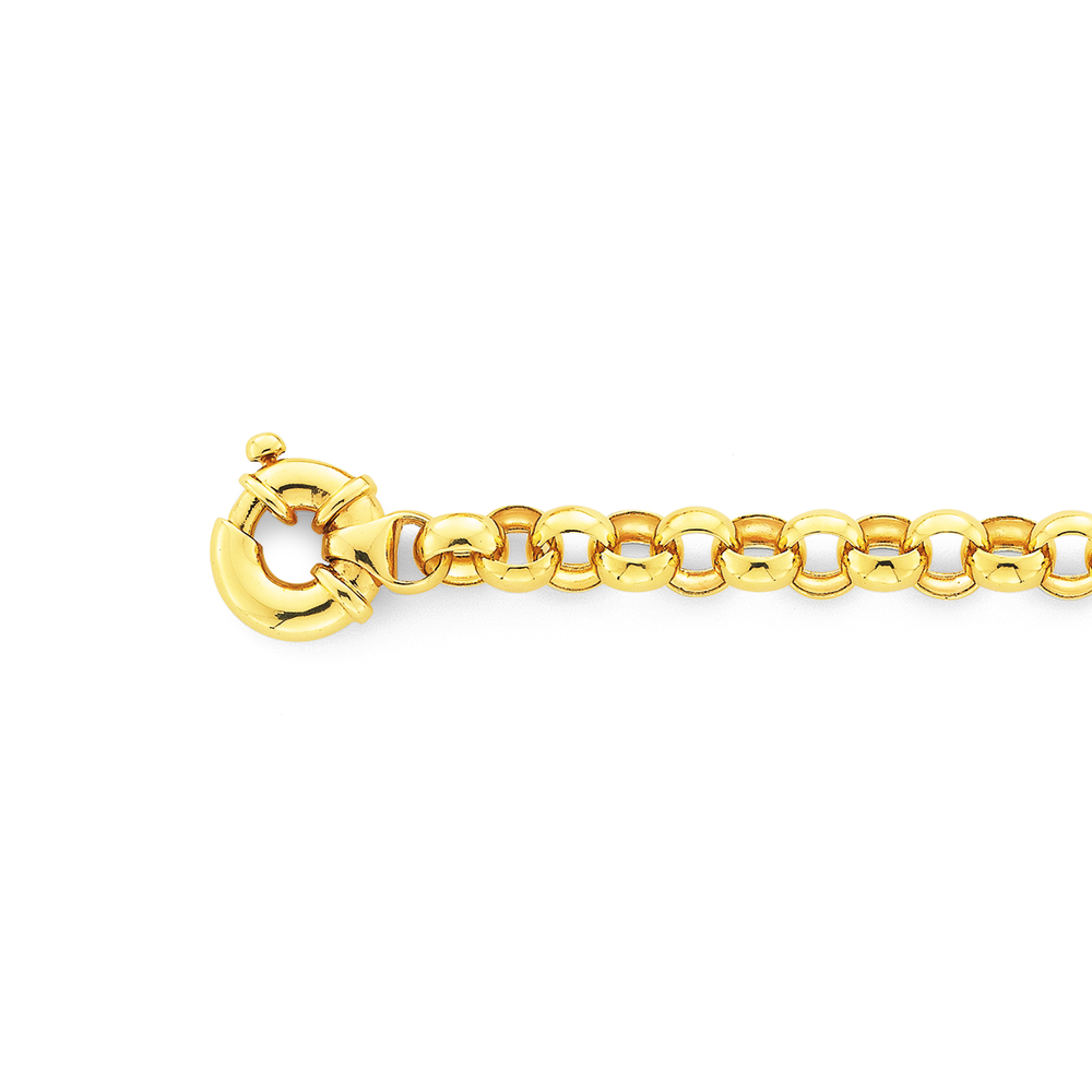 9ct 9k Yellow Gold Belcher Bracelet Round Links Heart Padlock 22.1Grams  22cm New | eBay
