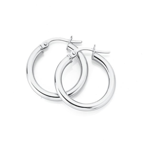 9ct 20mm White Gold Hoops