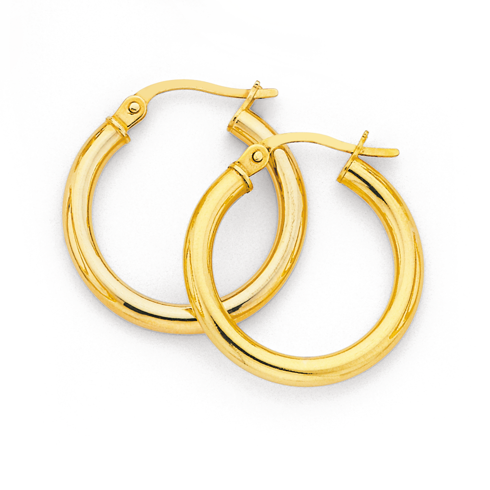 9ct 2.5x15mm Polished Hoop Earrings Pascoes