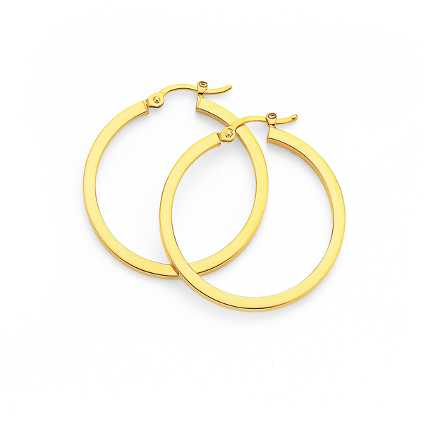 9ct 29mm Square Tube  Hoops