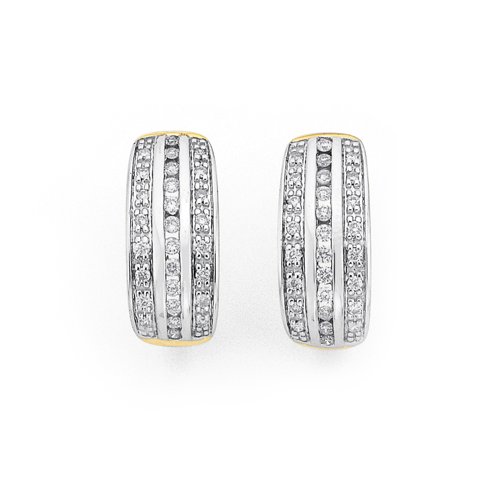 9ct White Gold Mirror Enhanced Diamond Studs TDW=.20ct Earrings