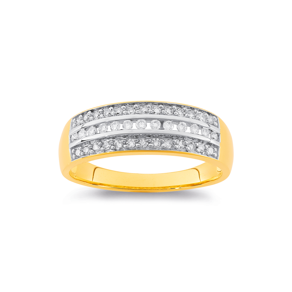 Mens 3 row diamond ring hotsell