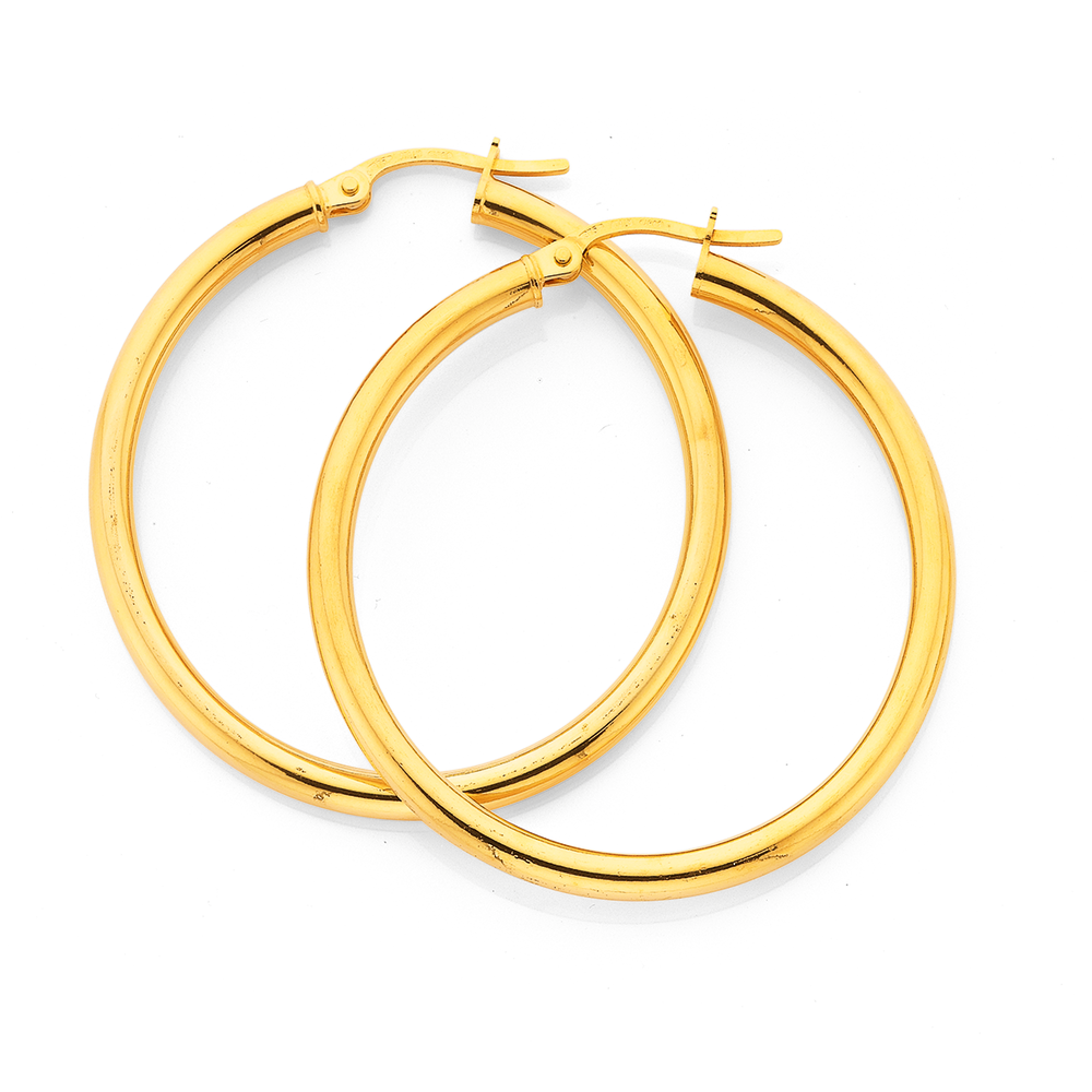 9ct 35mm Polished Hoop Earrings Pascoes