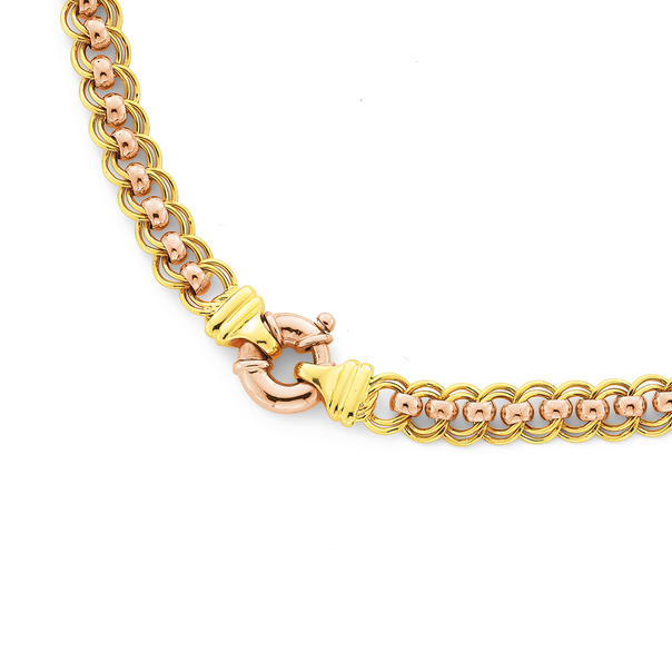 9ct 45cm Two Tone Gold Solid Double Rollo Necklace