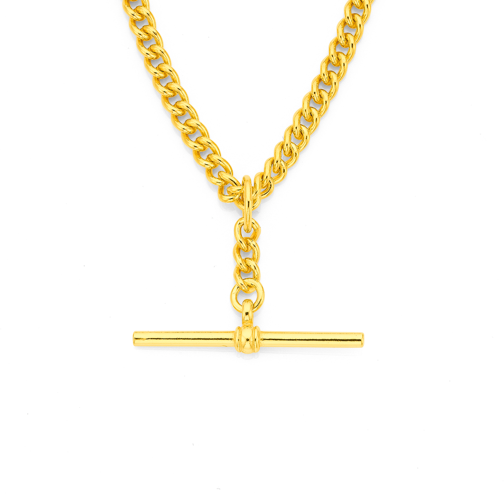 Goldsmiths 9ct Yellow Gold Heart Charm T-Bar Necklace 1.17.0943 | Goldsmiths