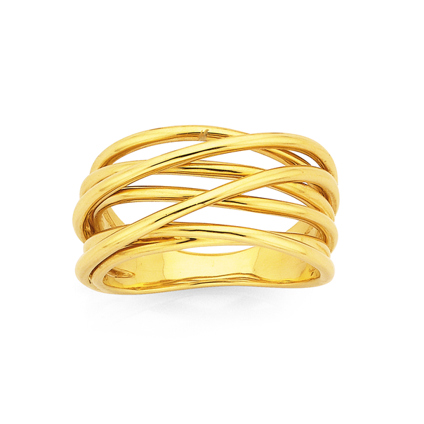 9ct 7 Bands Crossover Ring