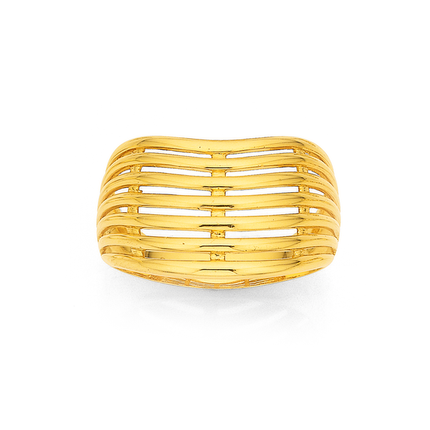 9ct 7 Row Curved Ring