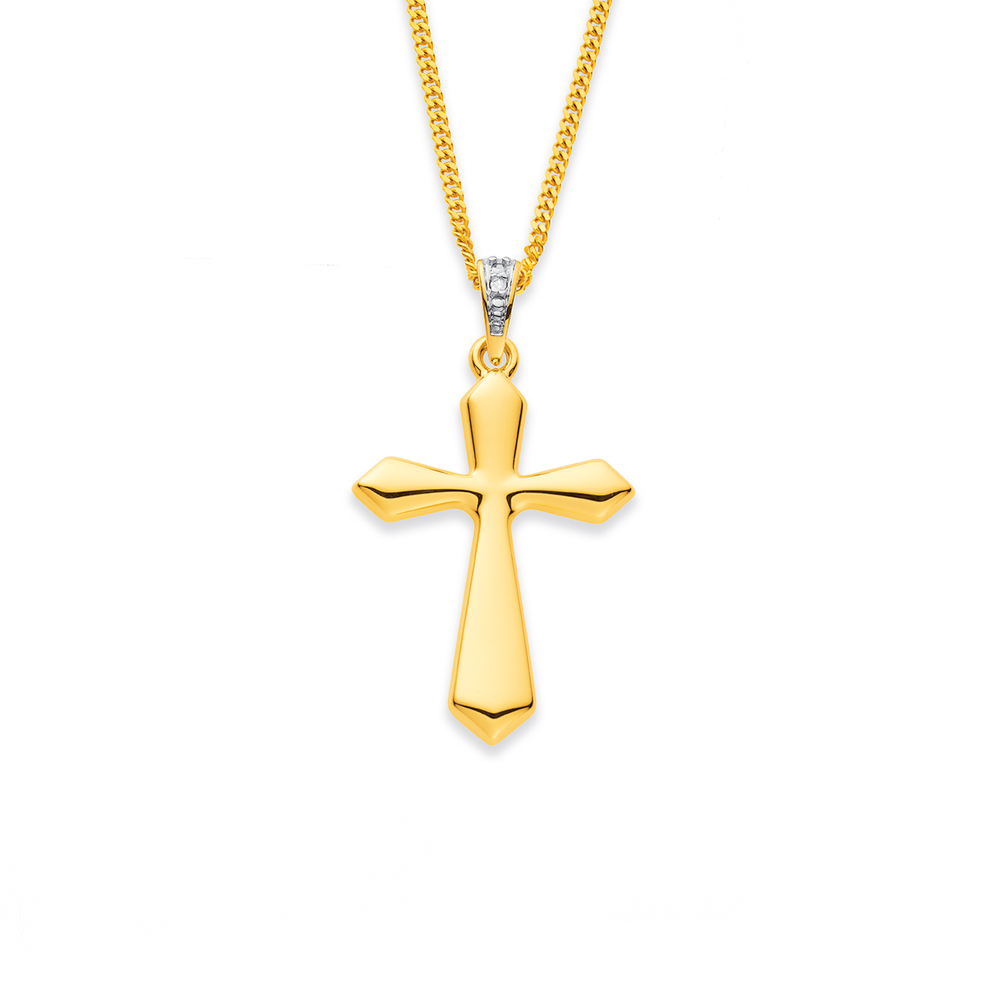 9ct Cross Diamond Set Pendant Pascoes