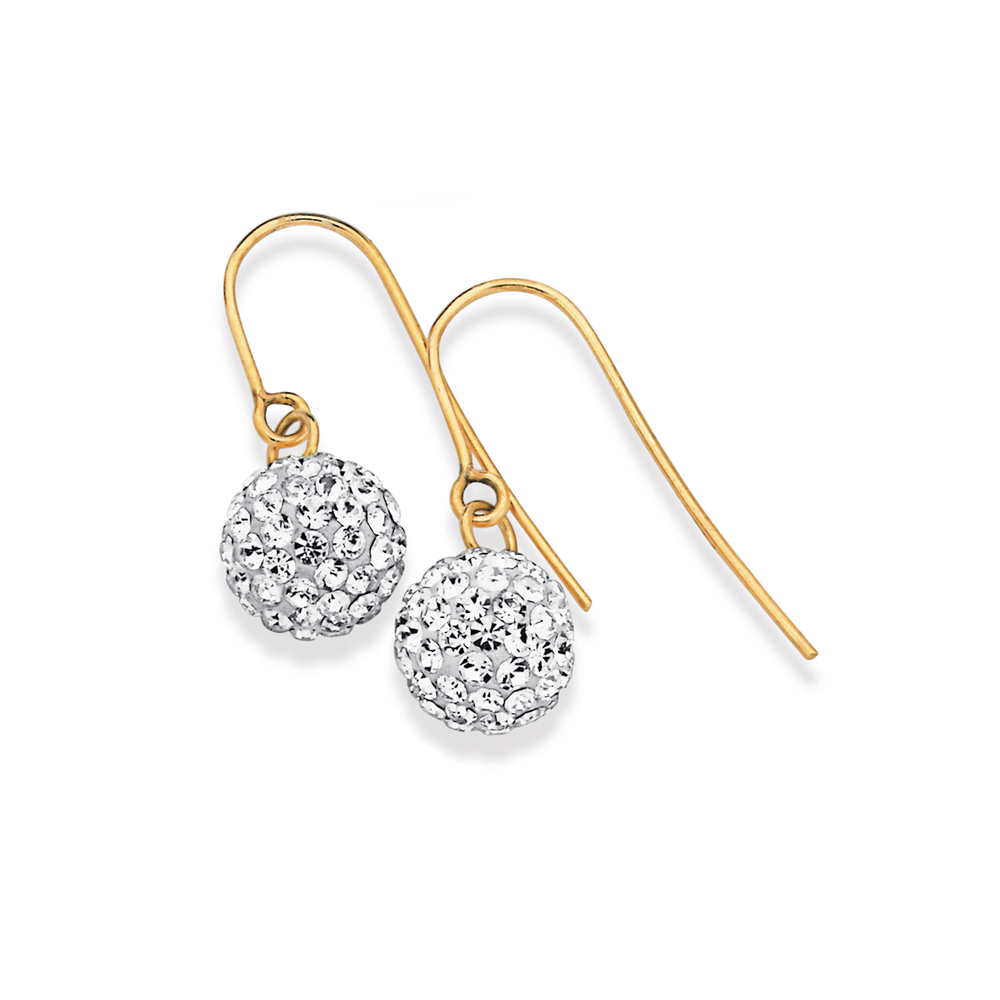 Sterling Silver Crystal Ball Drop Earrings in White | Pascoes