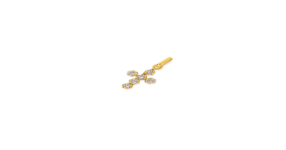 9ct Gold Cubic Zirconia Tube Cross main image 1