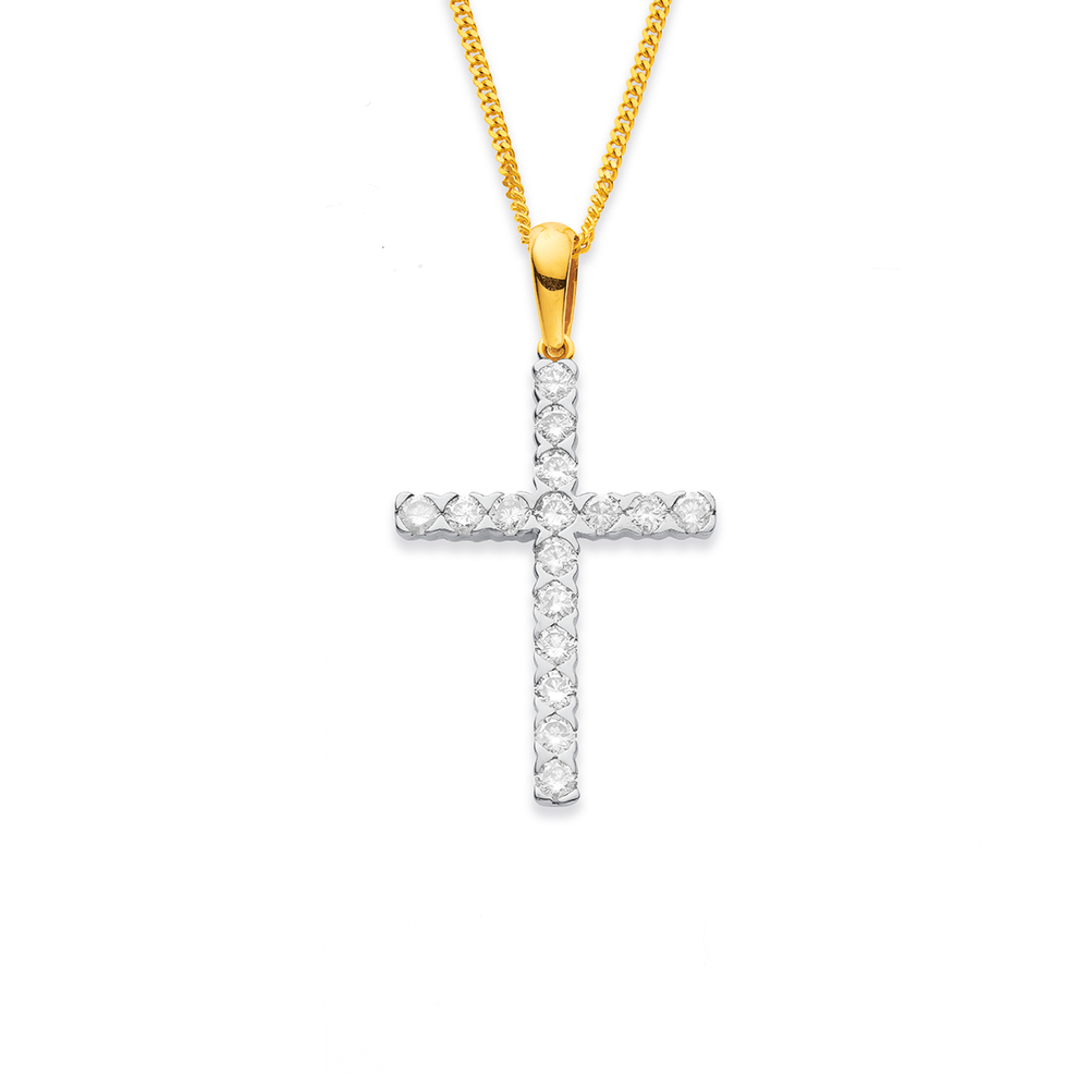 1 Ct Diamond Cross Pendant Necklace 14K Gold over Womens Mens Necklace |  eBay