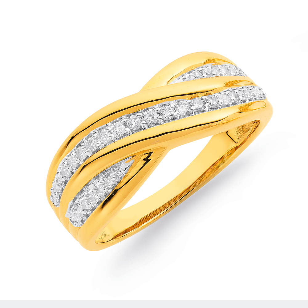 9ct Diamond Crossover Ring Tdw .20ct Pascoes