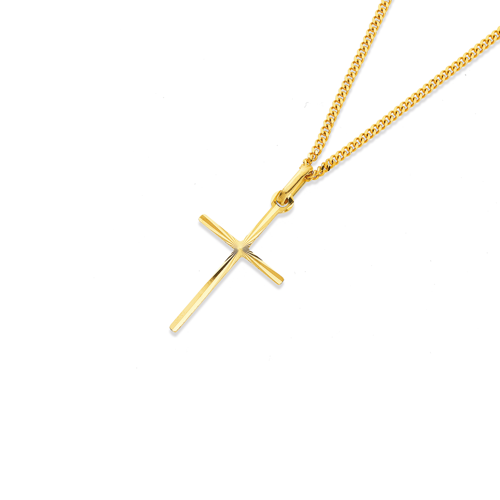 Italian 14K Two-Tone Gold Men's Tube Cross Necklace