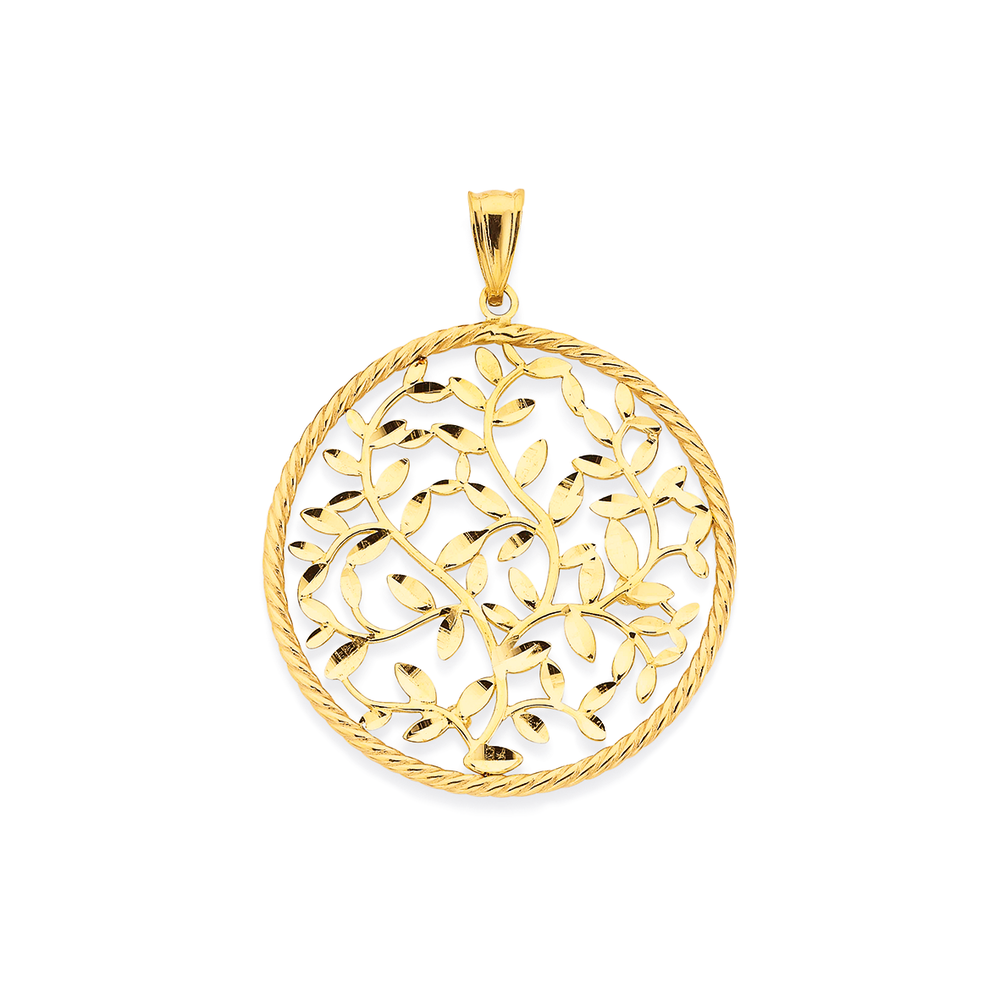 9ct Diamond Cut Tree of Life Pendant 