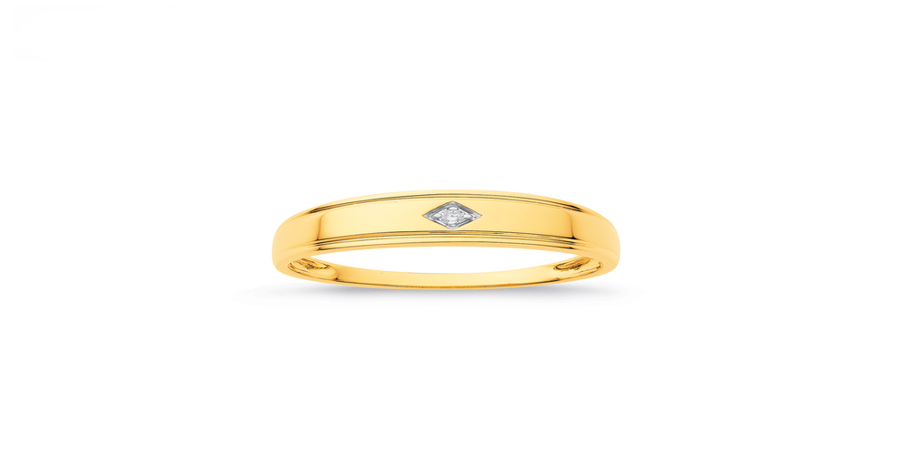 9ct, Diamond In Triangle Inset Ring | Pascoes