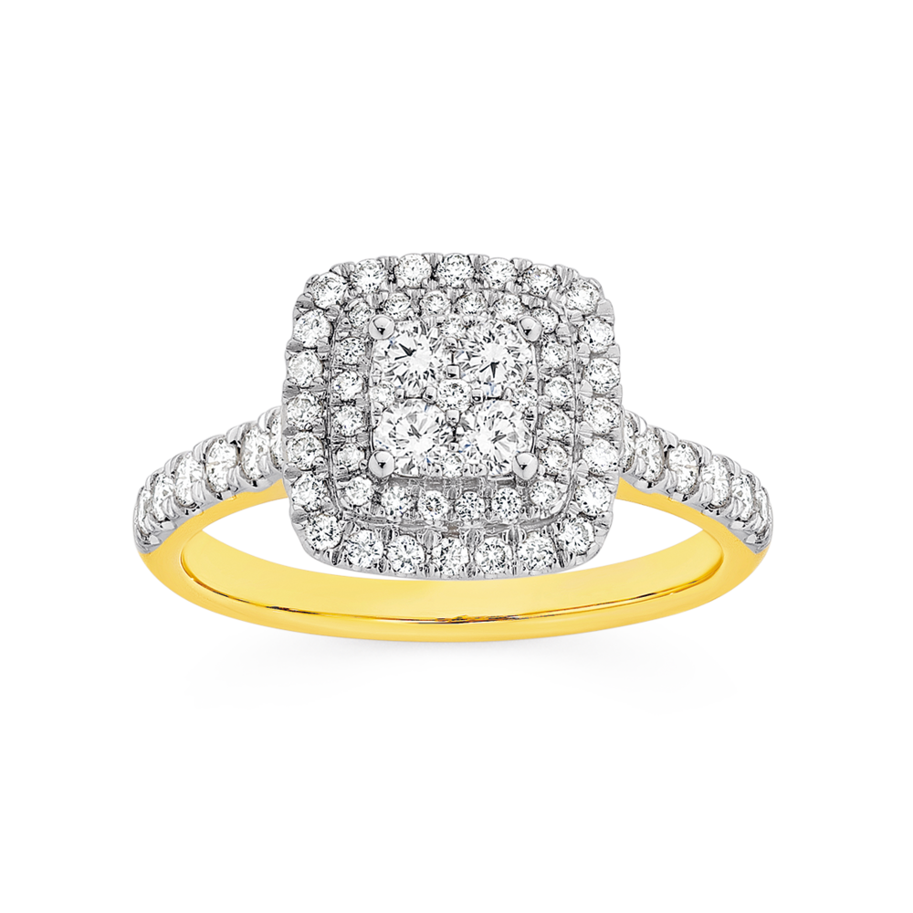 9ct Yellow Gold 0.53ct Diamond Heart Cluster Ring – Harper Kendall
