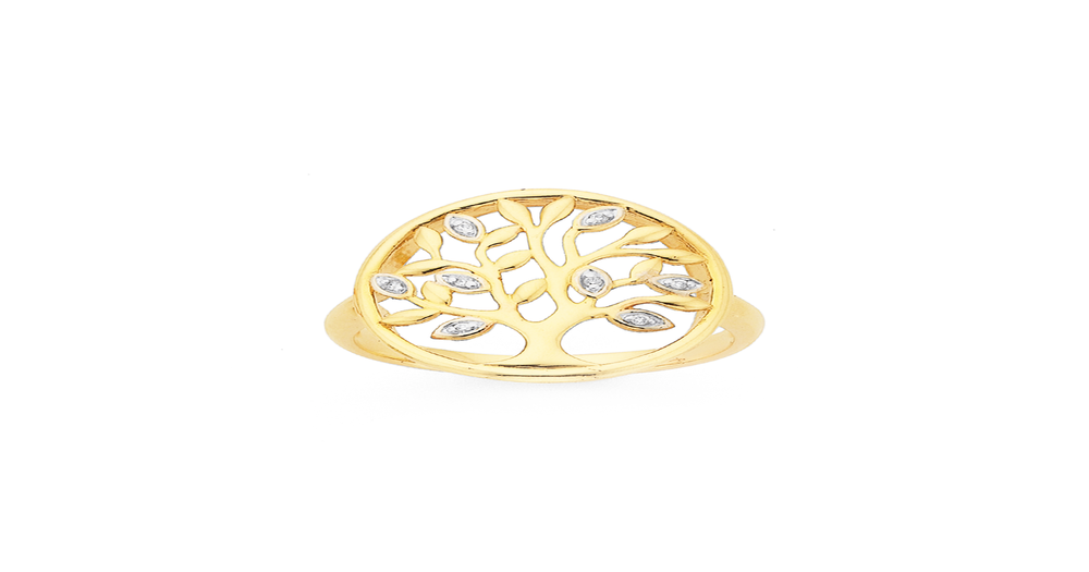 9ct, Diamond Tree Of Life Ring Pascoes
