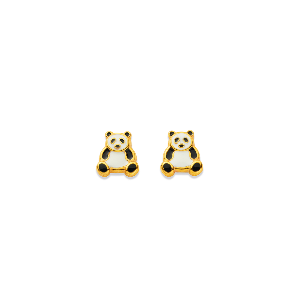 10k Yellow Gold Panda Bear Screwback Stud Earrings  Jewelrylandcom