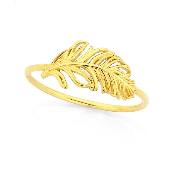 9ct Feather Ring