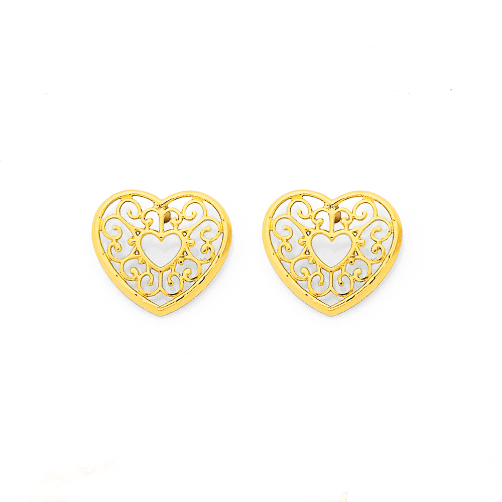 Gold filigree stud earrings hotsell