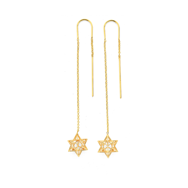 9ct Geometric 3D Star Thread Earrings with Elbow