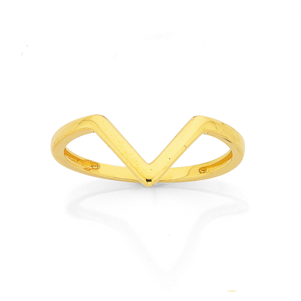 9ct Geometric 'V' Ring