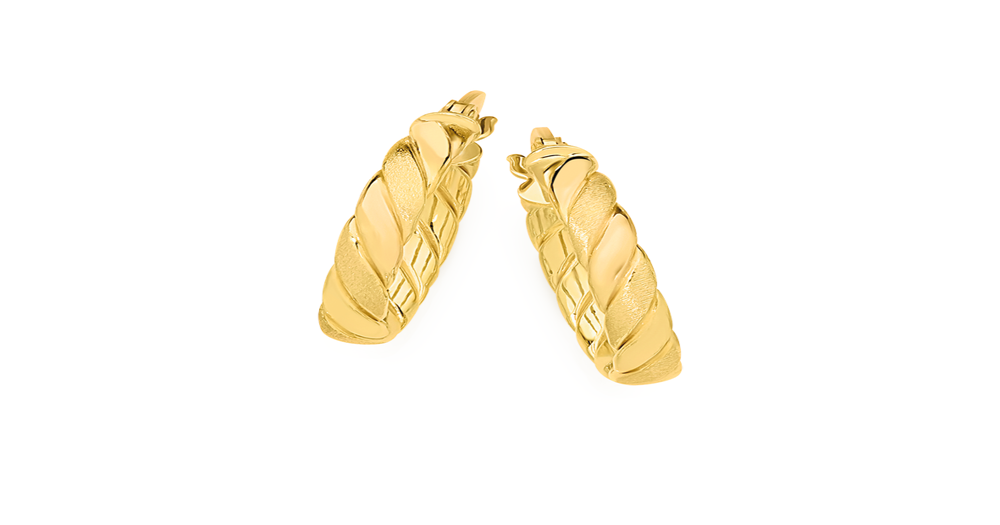 Pavé Twist Hoop Earrings – 9ct Gold with CZ Ball main image 0