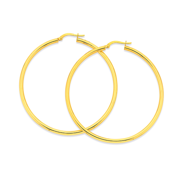 9ct Gold 2.5x50mm Polished Hoop Earrings