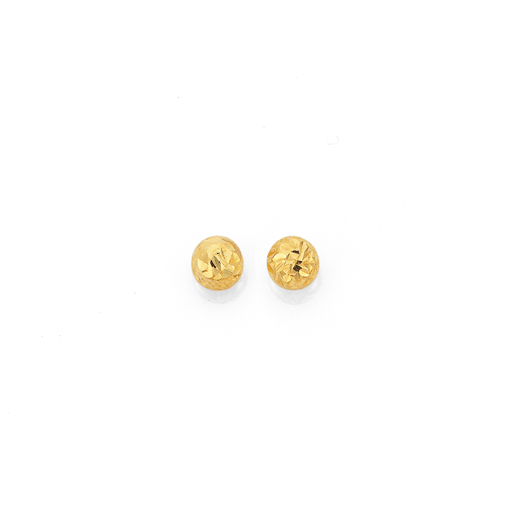 9ct Gold 4mm Diamondcut Ball Stud Earrings Earrings Pascoes The