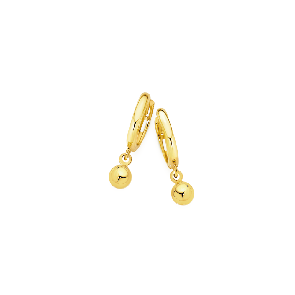 9ct Gold Ball Drop Huggie Earrings Drop Earrings Pascoes The Jewellers