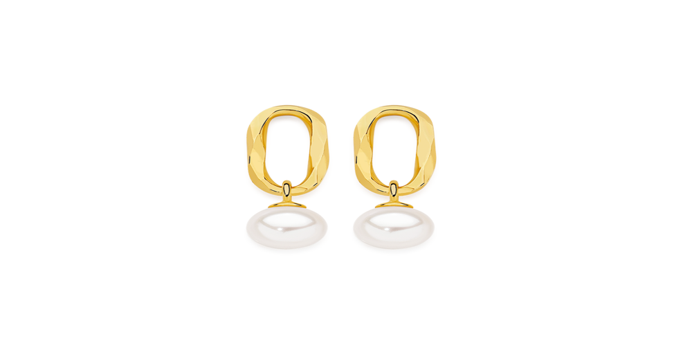 9ct Gold Cultured Freshwater Pearl Drop Stud Earrings in White | Pascoes