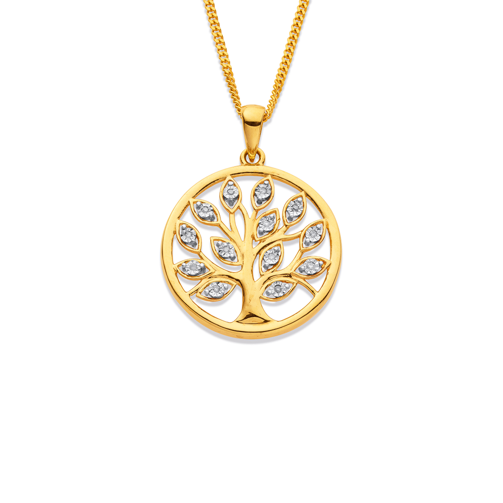 9ct Gold Diamond Tree of Life Pendant 
