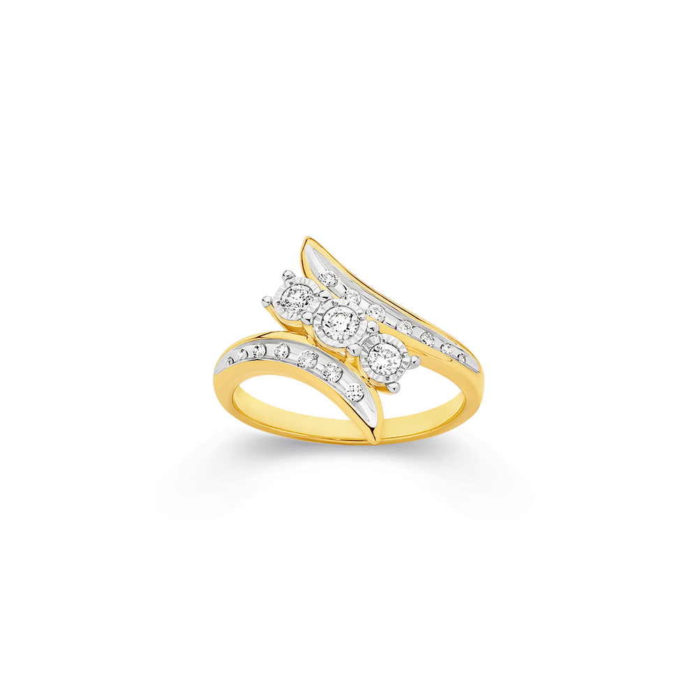 9ct, Diamond Double Swirl Love Dress Ring | Pascoes
