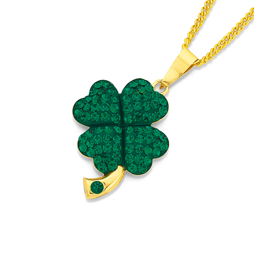 Four Leaf Clover Necklace Gold Plated Clover Pendant 