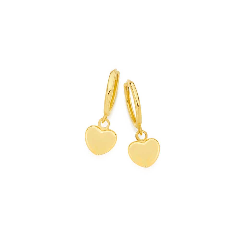 ZQHWYZ 9K Gold Dangle Earrings for Women, Hoop with Hollow Heart S 9ct Yellow Gold Silver Filled Heart Hoop Earrings