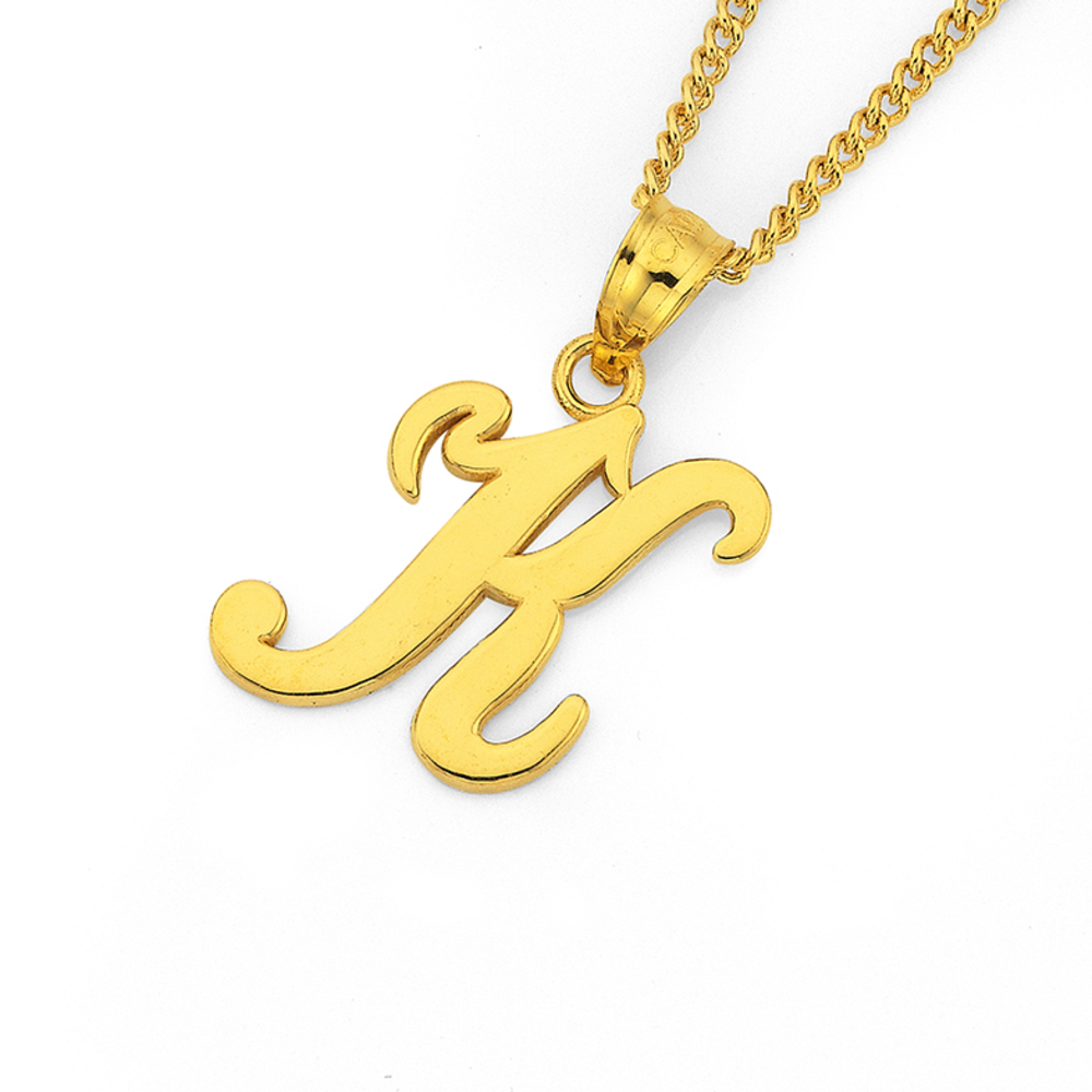 9ct Gold Script Initial 'K' Pendant 
