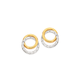 9ct Gold Two Tone Diamond-cut Double Circle Stud Earrings