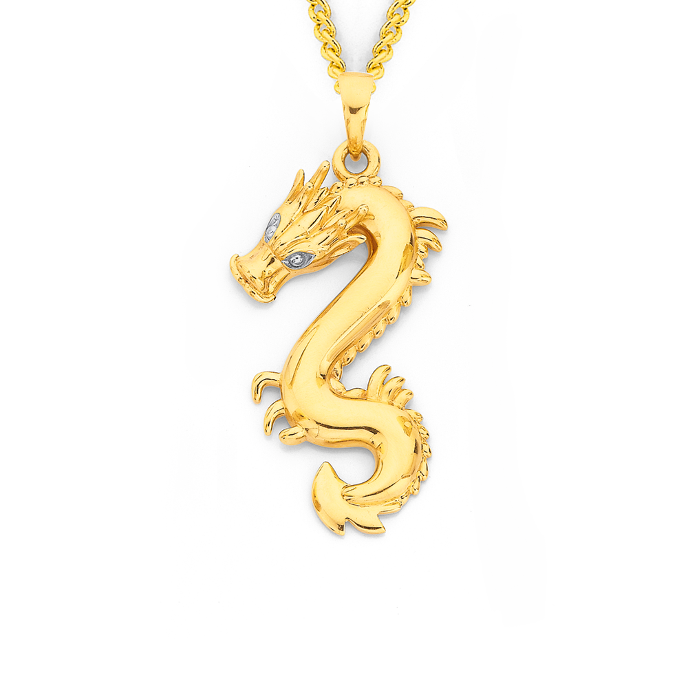 9ct Gold Two Tone Dragon Pendant 